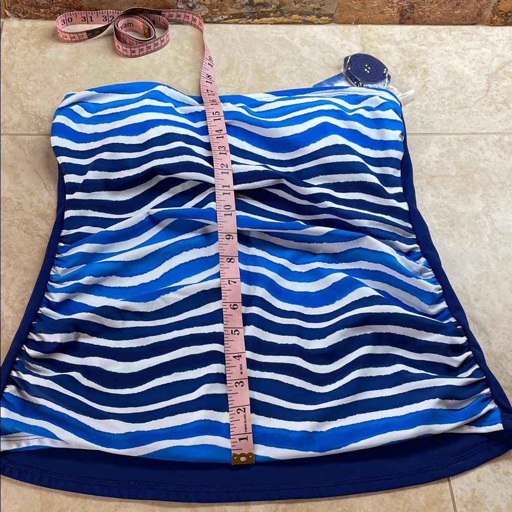 Tankini Top Size 14 Blue Wave Stripe Swimwear White American Beach Swimsuit - Picture 7 of 12